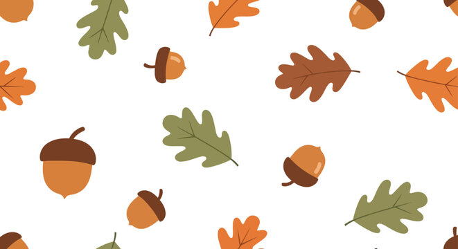 Autumn acorn leaf fall seasonal nature forest collection graphic elements vector