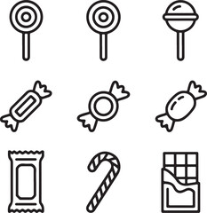 Set of candy icons. Black vector set