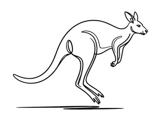 Minimalist Line Art Kangaroo Leaping