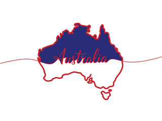 Australia Map Outline with Text