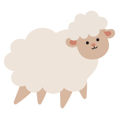 Fluffy Standing Sheep Illustration