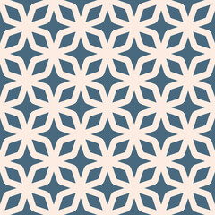 Vector seamless pattern with oriental geometric leaf, floral and  diamond shapes, star. Minimal vintage texture with simple grid, rhombus forms. Old style background. Repeated design for textile, wrap