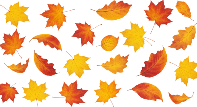 Seamless vector pattern featuring colorful orange and yellow autumn maple leaves for seasonal fall nature background or wallpaper design