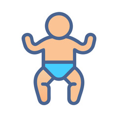 Cute baby icon illustration on a black background