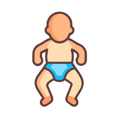 Cute cartoon baby icon on black studio background illustration