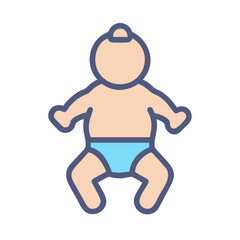 Illustration of a baby wearing a blue diaper