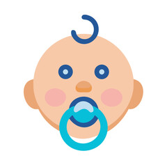 Cute baby face graphic with pacifier on black background