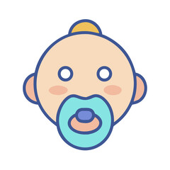 Infant face illustration with pacifier against black background