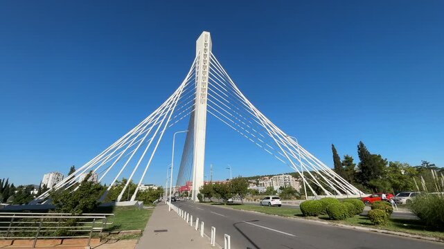 A view from the Millennium Bridge in Podgorica, Montenegro.