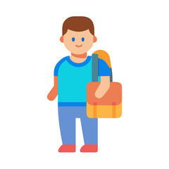 Flat vector image: student with a backpack illustration