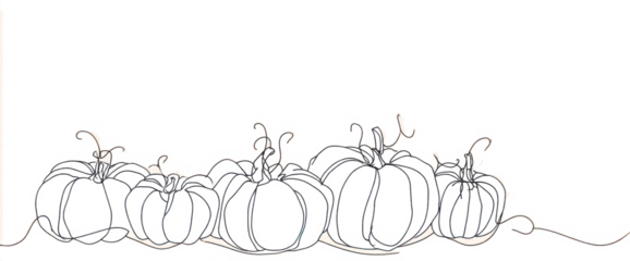Continuous line drawing of pumpkins simple vector illustration for autumn designs isolated on white background