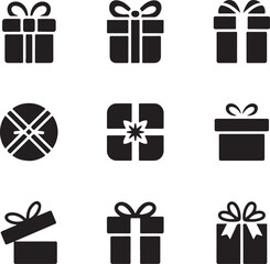 Vector black gift icons set