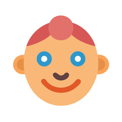 Cartoon baby head with simple shapes and cheerful expression