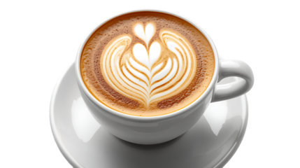 Overhead View of Coffee with Elaborate Latte Art cappuccino