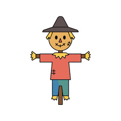 Cute scarecrow character autumn harvest farm garden decoration seasonal fall celebration vector