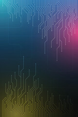 Futuristic Circuit Board Technology Background with Gradient Neon Lines