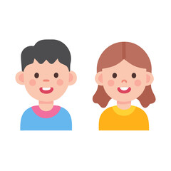 Fototapeta premium Boy and girl cartoon characters with clean design style