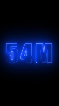 Blue Neon 54 M Text Glowing Against Black Background fifty four million