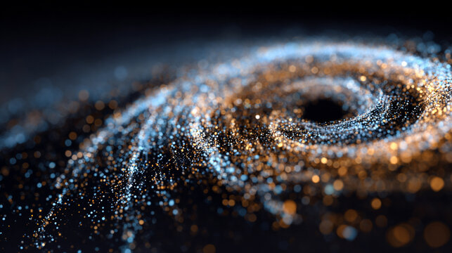 Vibrant digital vortex of swirling particles and light, symbolizing futuristic technology, dynamic data flow, and energetic modern design with space for text or captions. - Powered by Adobe