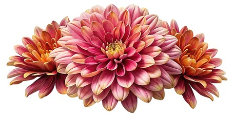 A vibrant arrangement of dahlia flowers with warm pink and orange petals