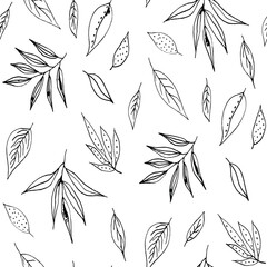 Seamless floral pattern, classic flower ornament, abstract ditsy print in vintage motif. Elegant botanical design of beautiful large wild flowers, leaves, small branches, herbs. Vector illustration.