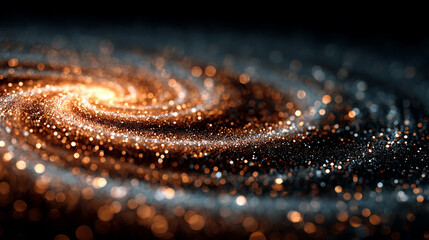 Vibrant white gold and silver digital vortex of particles and light swirls symbolizing futuristic technology data flow and dynamic energy in a colorful modern style with space for text