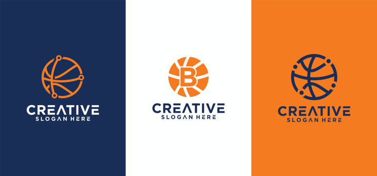 basketball club sports logo, basketball equipment logo vector Basketball logo, logo for basket ball brand.