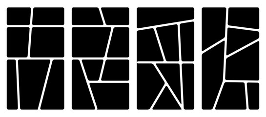 Set of photo collage templates. Modern and abstract layouts for image galleries.Bento box grid. Vector templates with geometric line pattern for mixed media design.