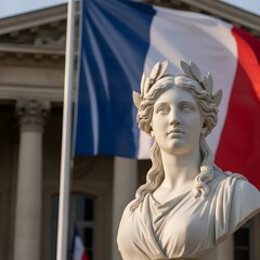 Marianne avec drapeau de France, Symbole de Patriotisme Fran&ccedil;ais pour F&ecirc;te Nationale du 14 juillet	
