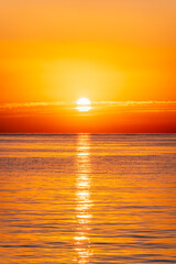 Beautiful red and orange sunrise over the sea.
