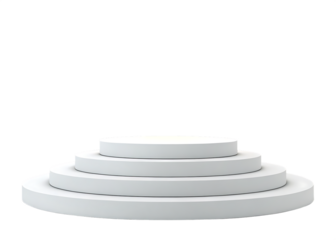 Tiered white podium display stand isolated on transparent background