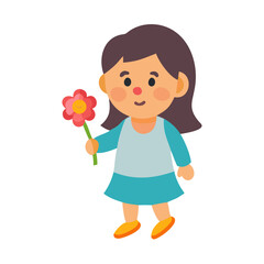 Illustration of a girl with a flower on black