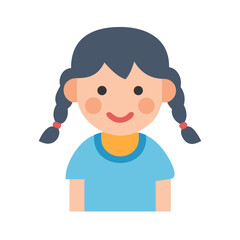 Cartoon girl with braids against a black background