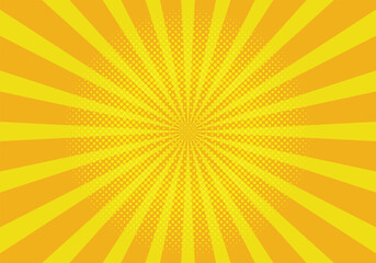 Abstract radial yellow light burst comic background