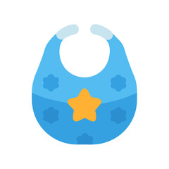 Baby bib with a star, blue on black background