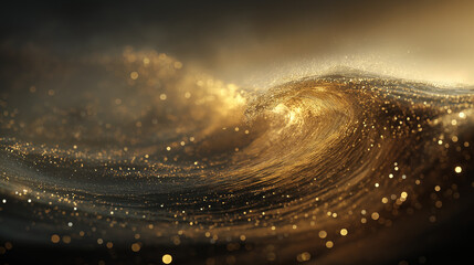 Golden wave in abstract style in gold colors representing movement