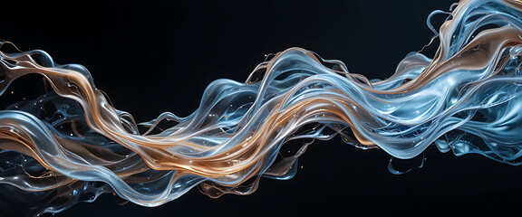 Abstract Golden and violet energy lines spreading and overlapping, luminous and elegant, infinite abstract motion
