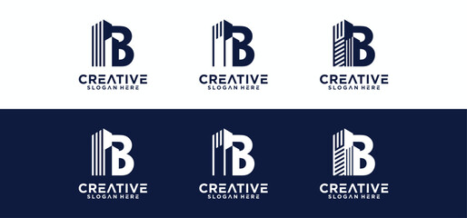 Home and building repair logo design template with a combination of the initial B, the logo b is in the shape of a building.