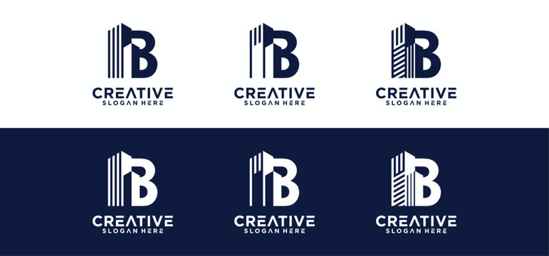Home and building repair logo design template with a combination of the initial B, the logo b is in the shape of a building.