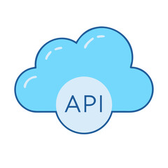 Stylized cloud icon with the letters API indicating cloud-based application interfaces