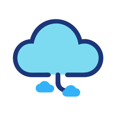 Stylized Cloud Network Graphic in Light Blue and Dark Blue on Black Background
