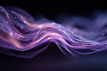 Luminous purple waves adorned with sparkling particles create a mesmerizing effect