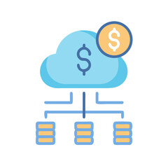 Cloud based financial infrastructure illustration for business, accounting, and financial services