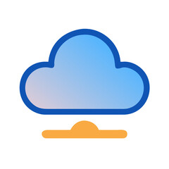 Stylized cloud connected to a base against a solid black background, design