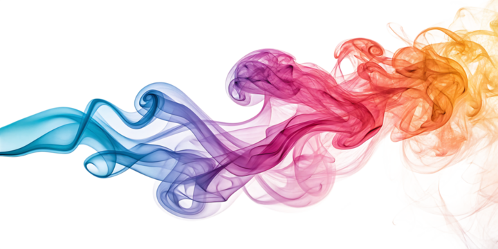 abstract colorful smoke, cutout, PNG isolated on a white or transparent background