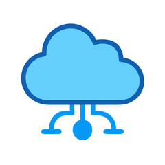 Stylized Cloud Network Connecting to a Central Node on a Black Background