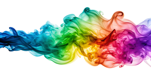 abstract colorful smoke, cutout, PNG isolated on a white or transparent background