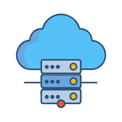 Cloud Server Stack: Conceptual Flat Design Representing Data Storage and Network Technology