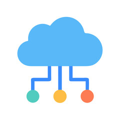 Stylized Cloud Computing Network Icon on Black Background for Digital Solutions