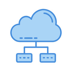 Cloud Network Infrastructure Icon Illustration with Connected Boxes on Black Background